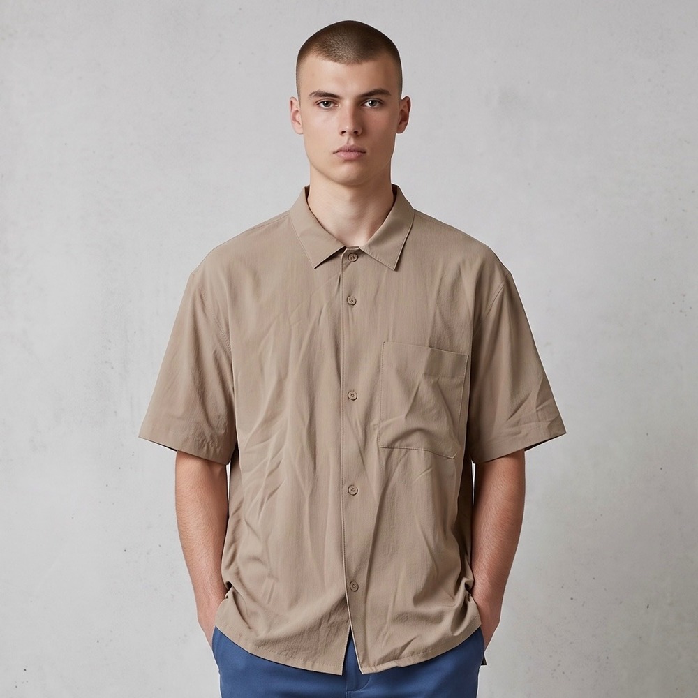 Lululemon Airing Easy Relaxed Fit Shirt Mens XL Tan WovenAir Button Up SS